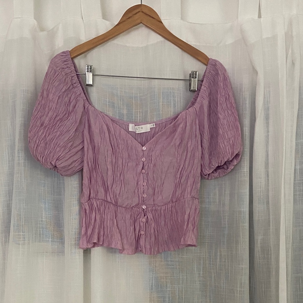 Astr Lilac Peasant Crop Top